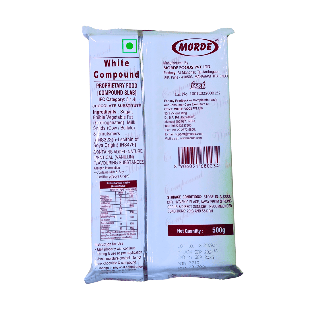 Morde White Compound Chocolate - 500g - Image 2